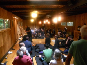 Lecturing in the zendo (with whiteboard!)