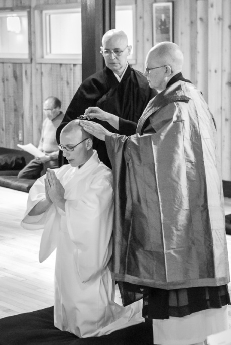Head shaving during the ceremony